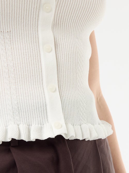 Geribbelde top met sierknoopsluiting aan de voorkant - Kiabi