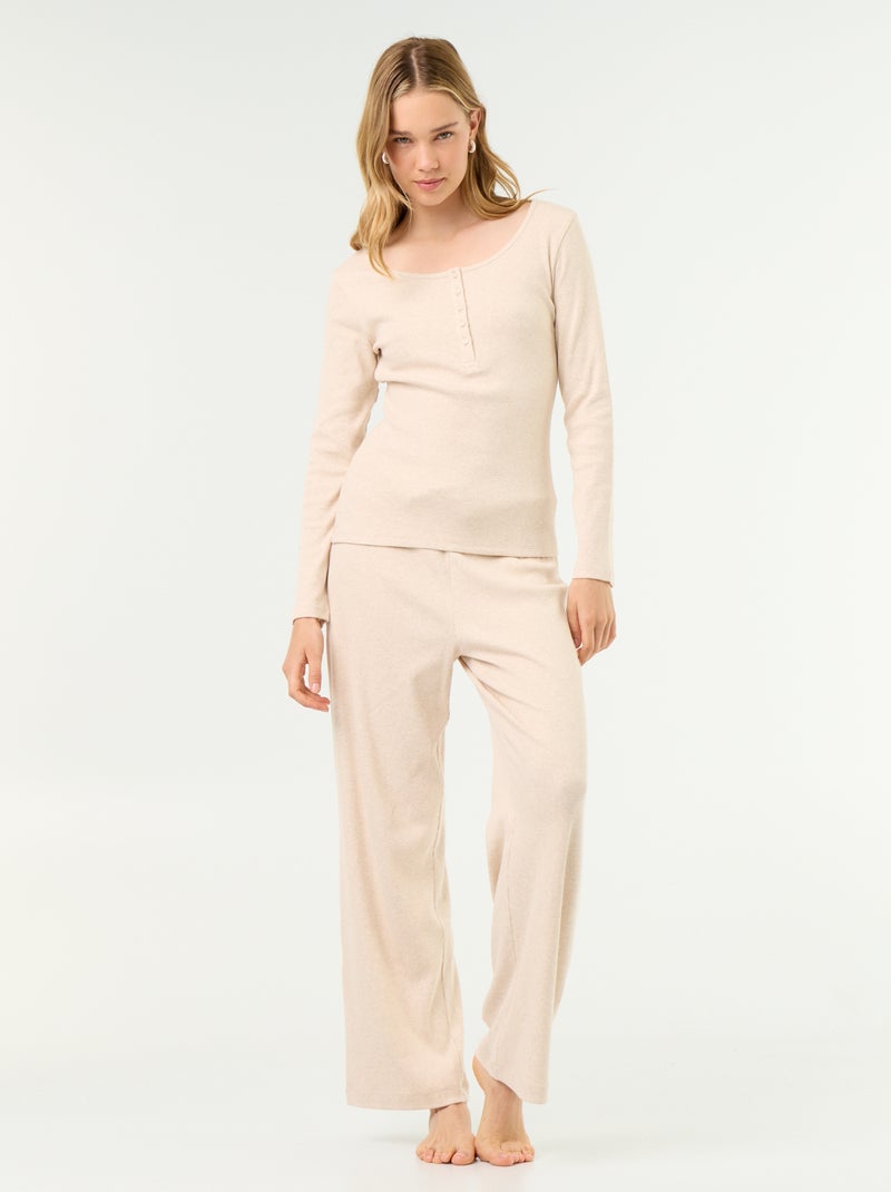 Geribd pyjama T-shirt Biege - Kiabi
