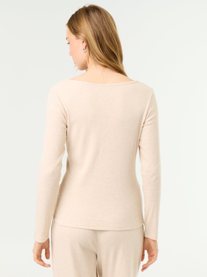 Geribd pyjama T-shirt Biege - Kiabi