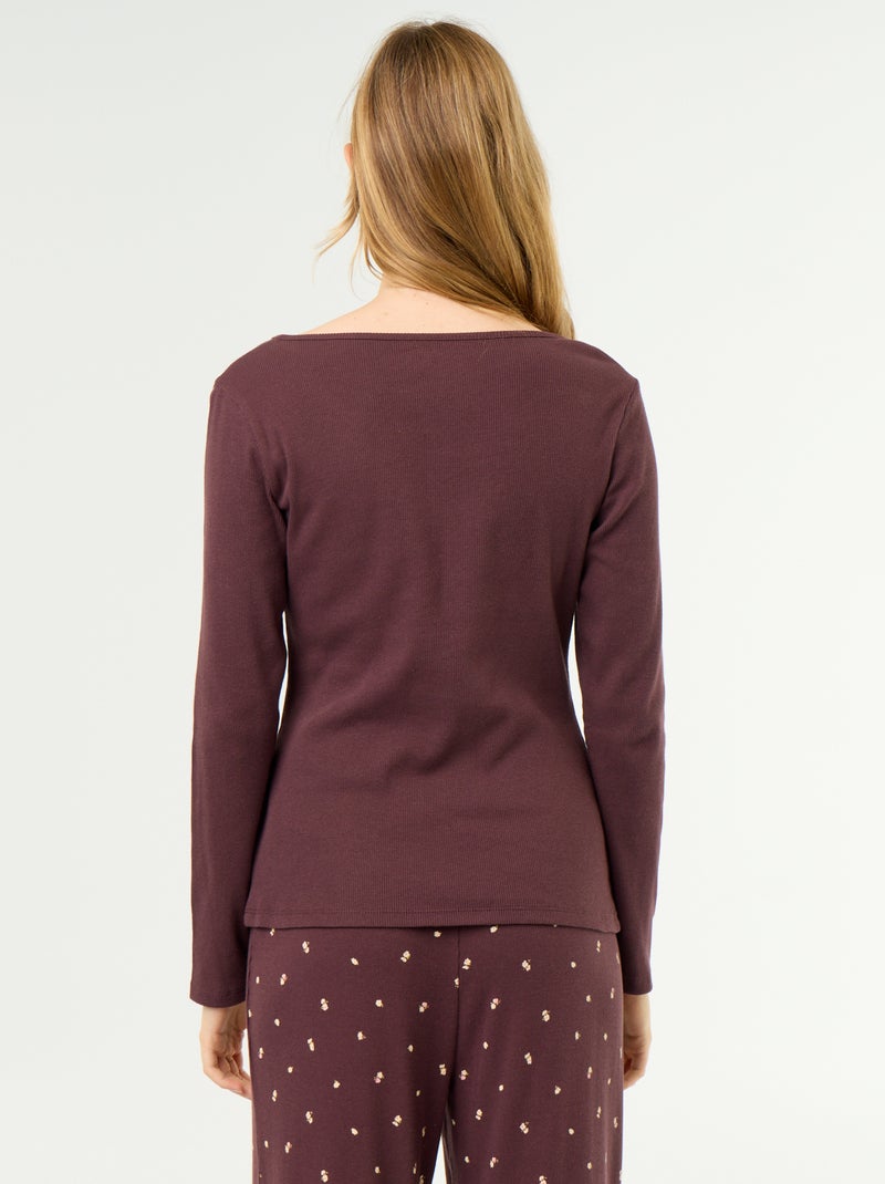 Geribd pyjama T-shirt Paars - Kiabi