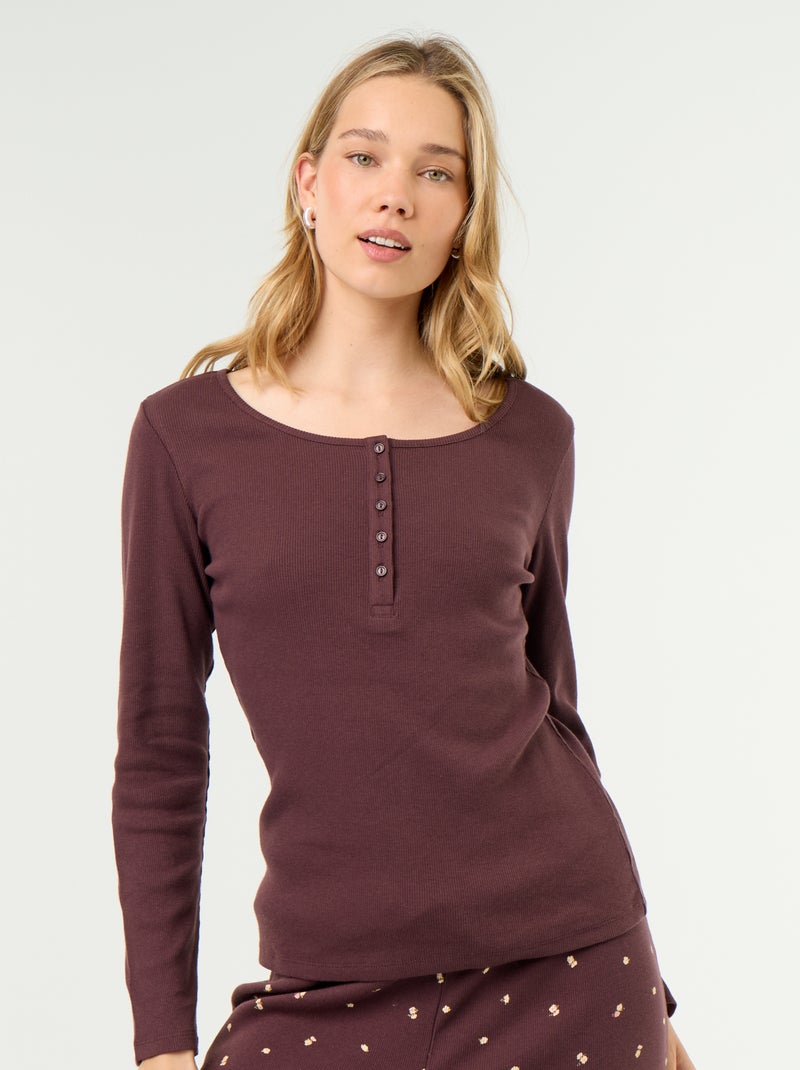 Geribd pyjama T-shirt Paars - Kiabi
