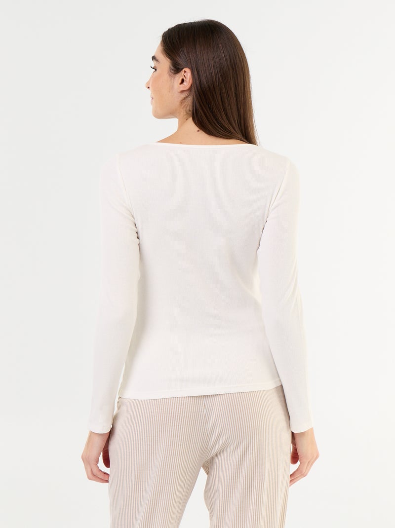 Geribd pyjama T-shirt Wit - Kiabi