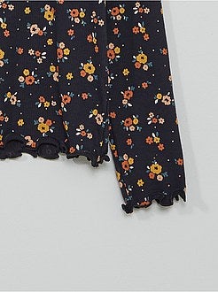 Geribd T-shirt met bloemen - Kiabi