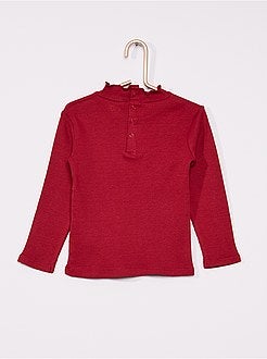 Geribd T-shirt met geplooide kraag - Kiabi