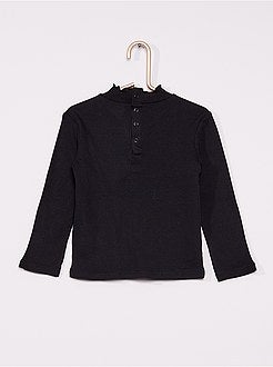 Geribd T-shirt met geplooide kraag - Kiabi