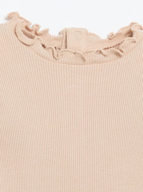 Geribd T-shirt met golvend kraagje - Kiabi