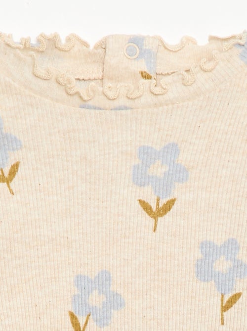 Geribd T-shirt met golvend kraagje - Kiabi