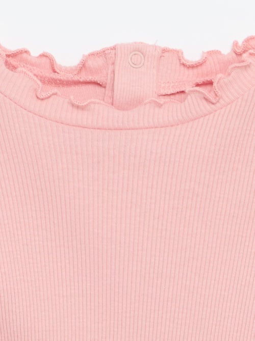 Geribd T-shirt met golvend kraagje - Kiabi