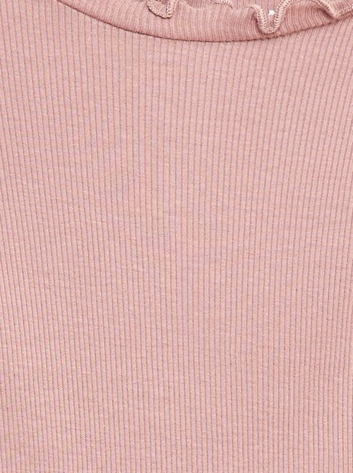 Geribd T-shirt met golvend kraagje - Kiabi