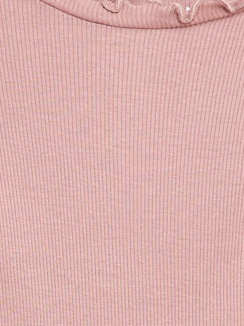 Geribd T-shirt met golvend kraagje Rose - Kiabi