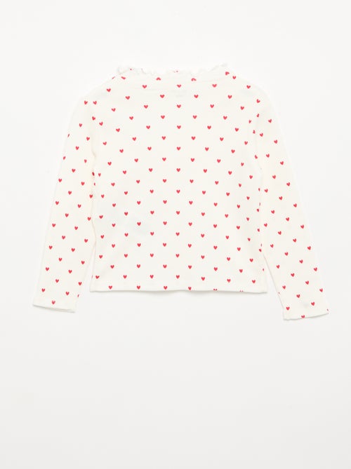 Geribd T-shirt met golvend kraagje - Kiabi