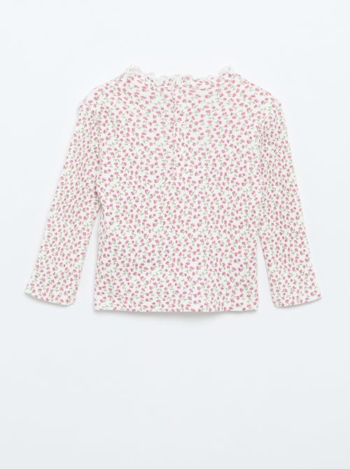 Geribd T-shirt met golvend kraagje - Kiabi