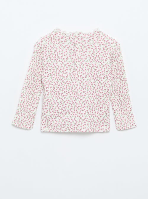 Geribd T-shirt met golvend kraagje - Kiabi