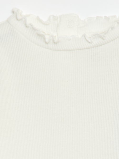 Geribd T-shirt met golvend kraagje - Kiabi