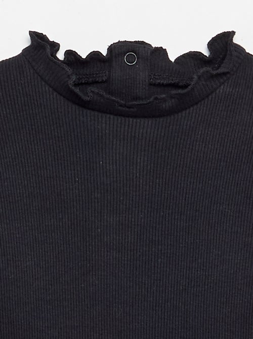 Geribd T-shirt met golvend kraagje - Kiabi