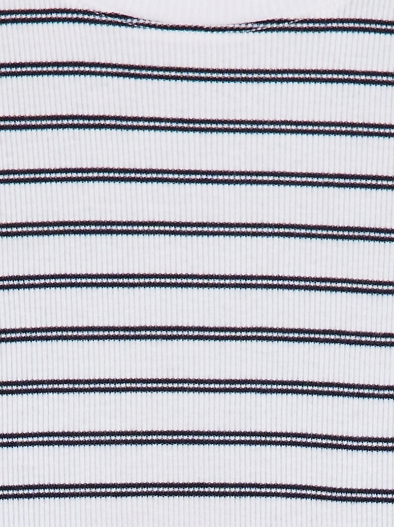Geribd T-shirt met golvende boordjes en motiefjes BLAUW - Kiabi