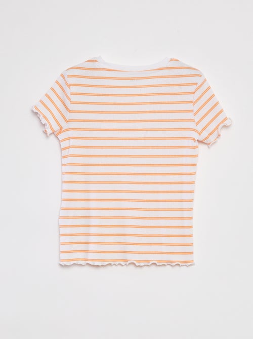 Geribd T-shirt met golvende boordjes en motiefjes - Kiabi