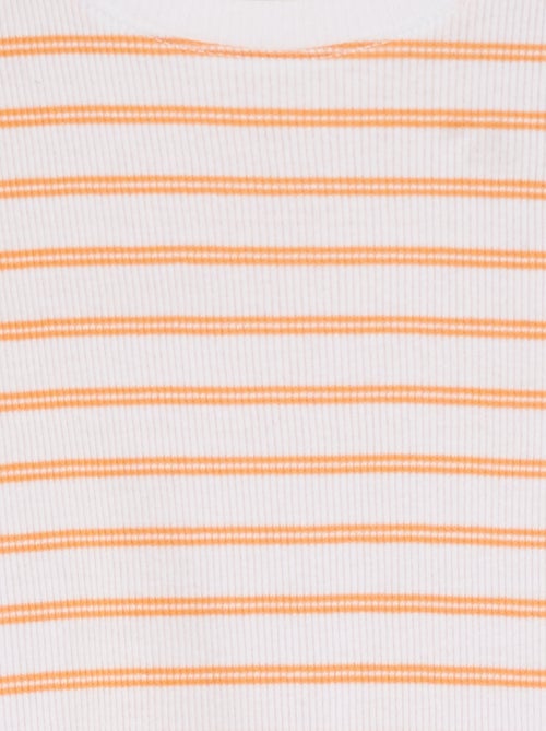 Geribd T-shirt met golvende boordjes en motiefjes - Kiabi