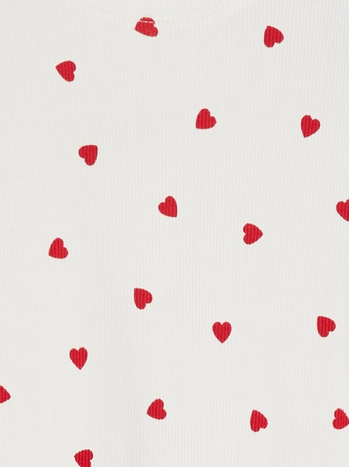 Geribd T-shirt met golvende boordjes en motiefjes - Kiabi