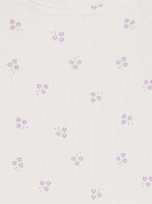 Geribd T-shirt met golvende boordjes en motiefjes - Kiabi