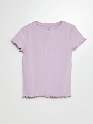 Geribd T-shirt met golvende boordjes