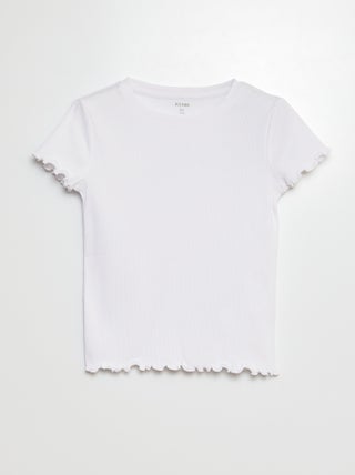 Geribd T-shirt met golvende boordjes