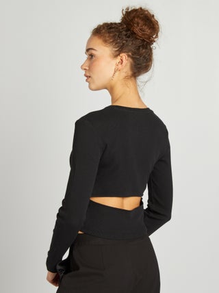 Geribd T-shirt met lange mouw