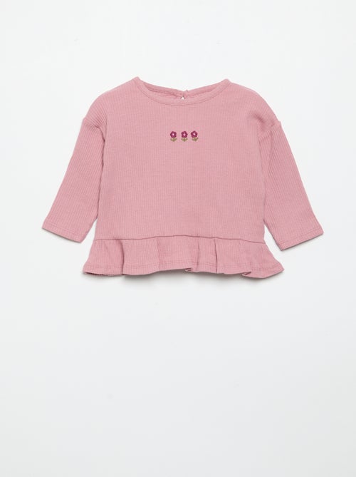 Geribd T-shirt met lange mouwen - Kiabi