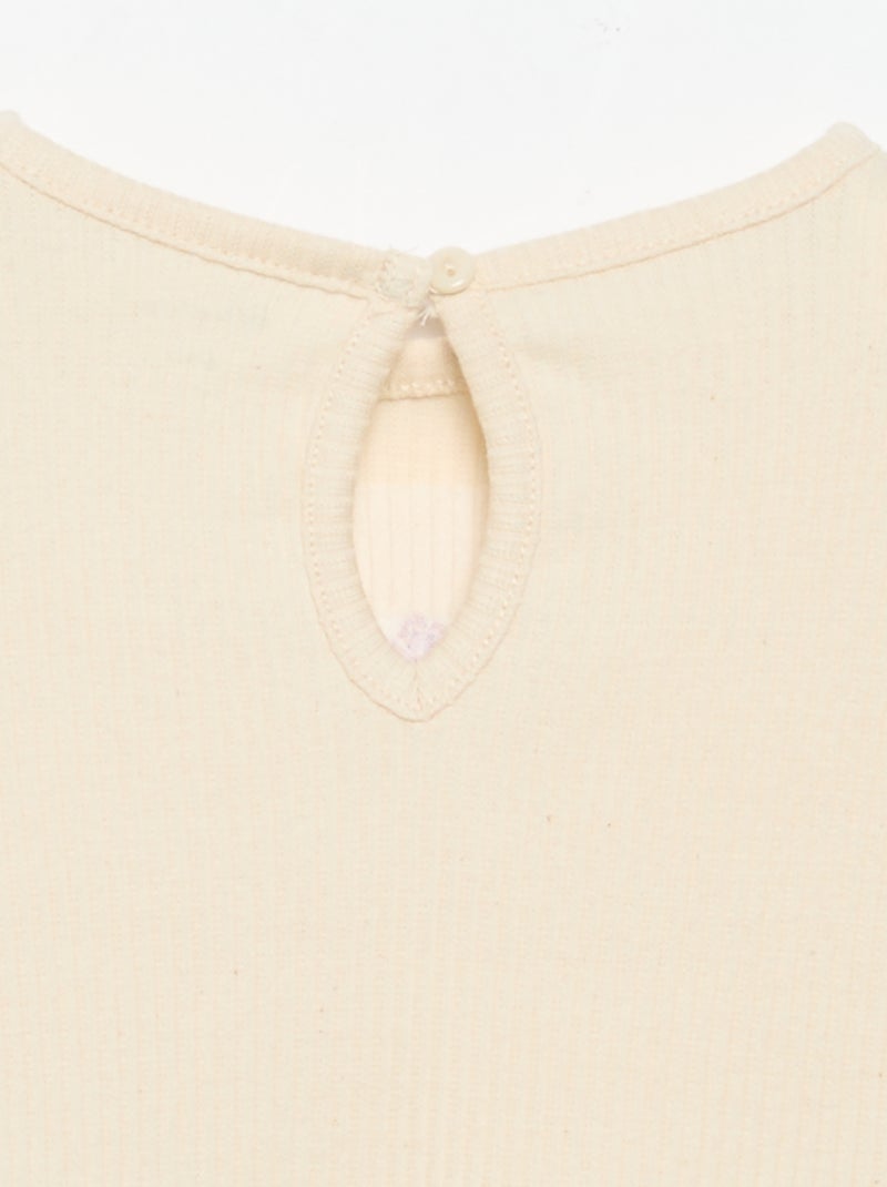 Geribd T-shirt met lange mouwen Wit - Kiabi