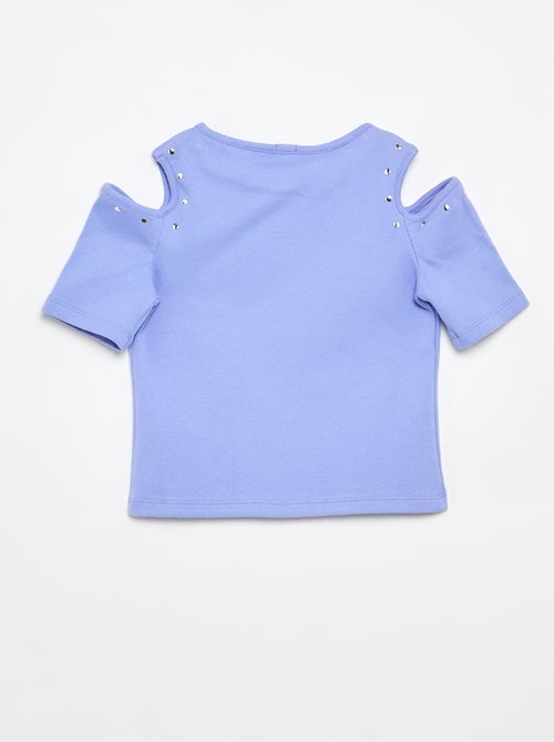 Geribd T-shirt met studs en blote schouders - Kiabi