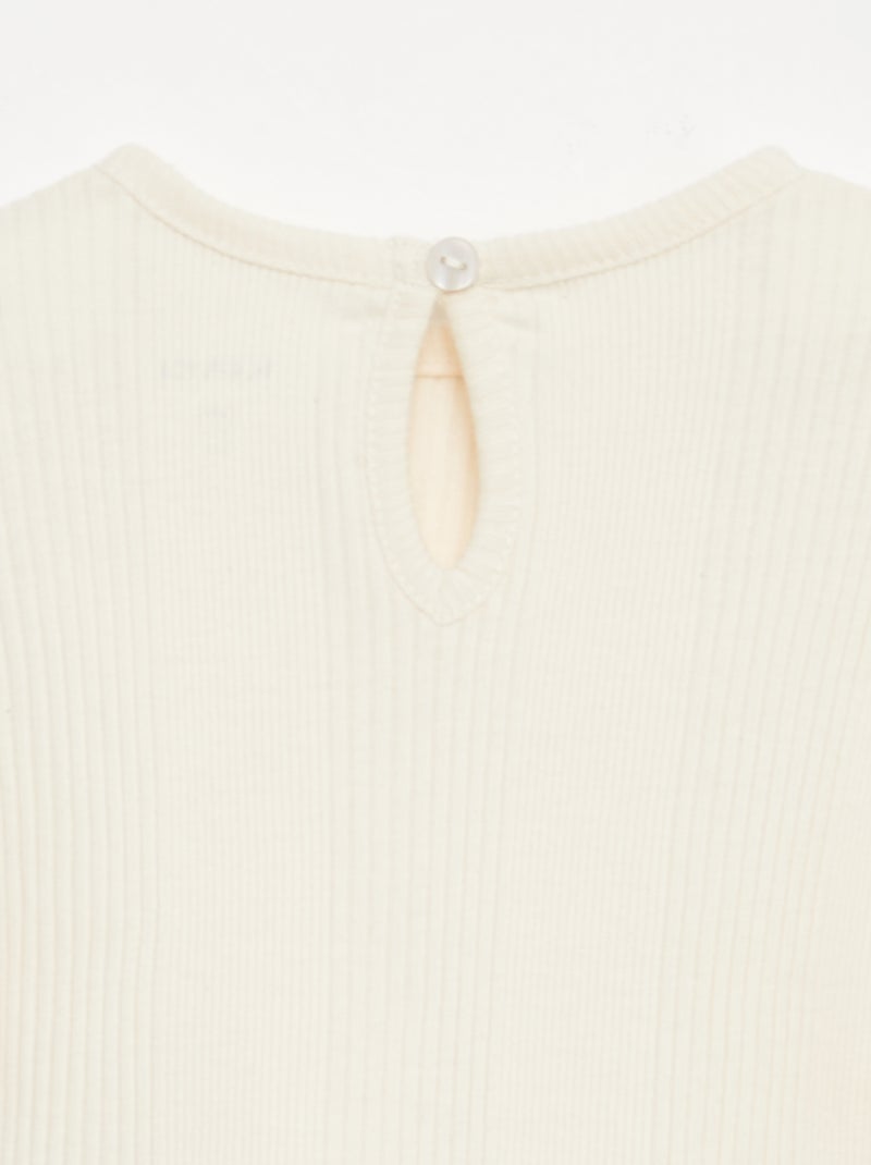 Geribd T-shirt met volantranden Beige - Kiabi