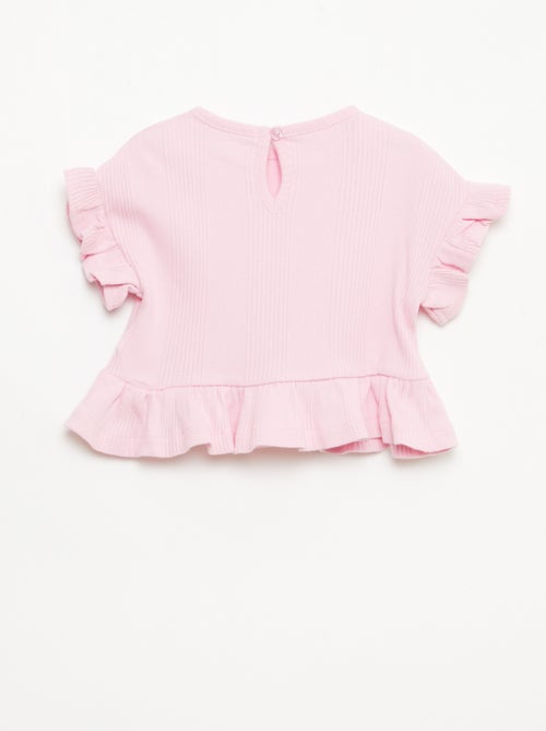 Geribd T-shirt met volantranden - Kiabi