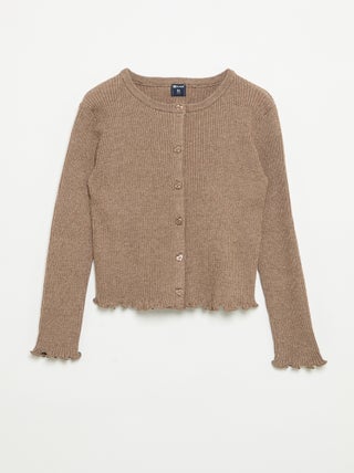Geribd vest met lange mouwen