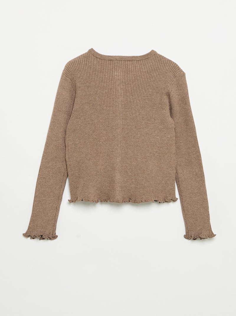 Geribd vest met lange mouwen Biege - Kiabi