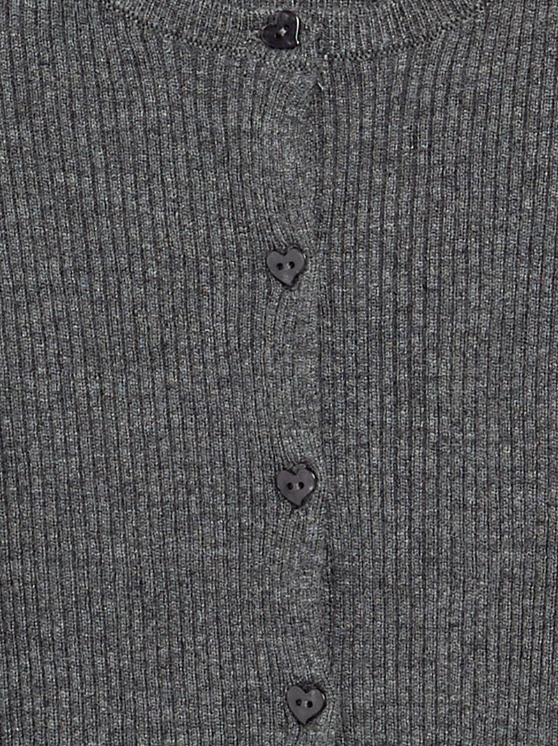 Geribd vest met lange mouwen Grijs - Kiabi