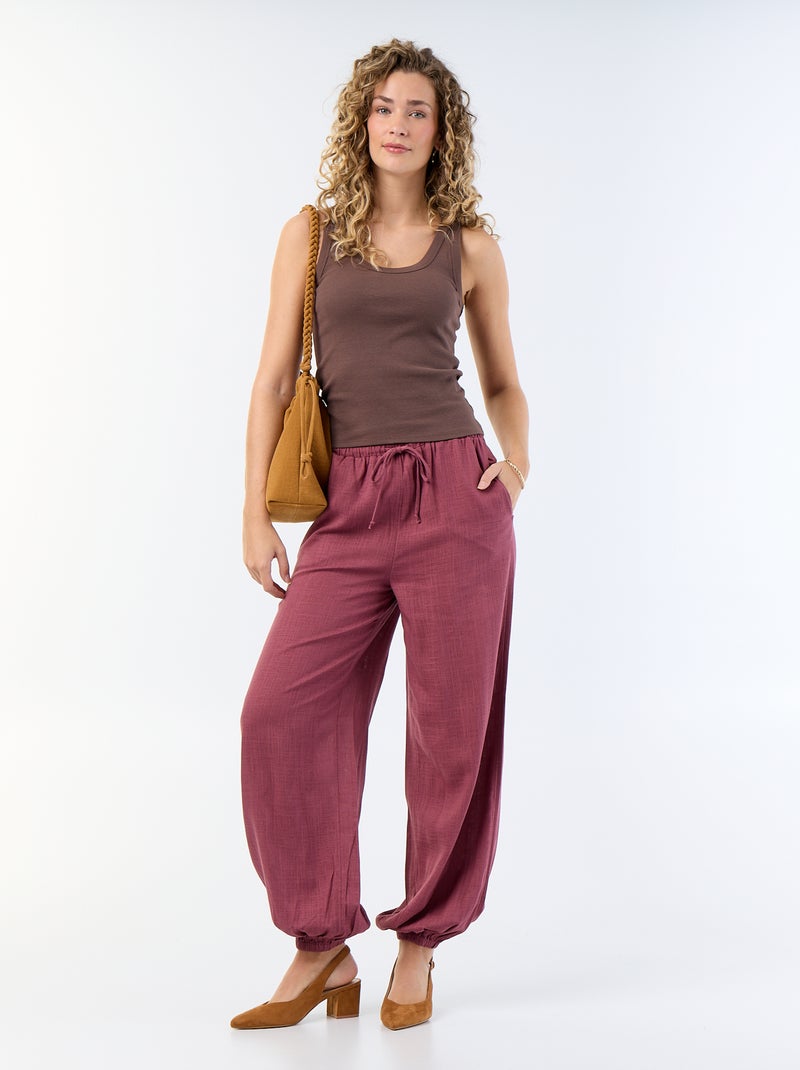 Geribde basic top Bruin - Kiabi