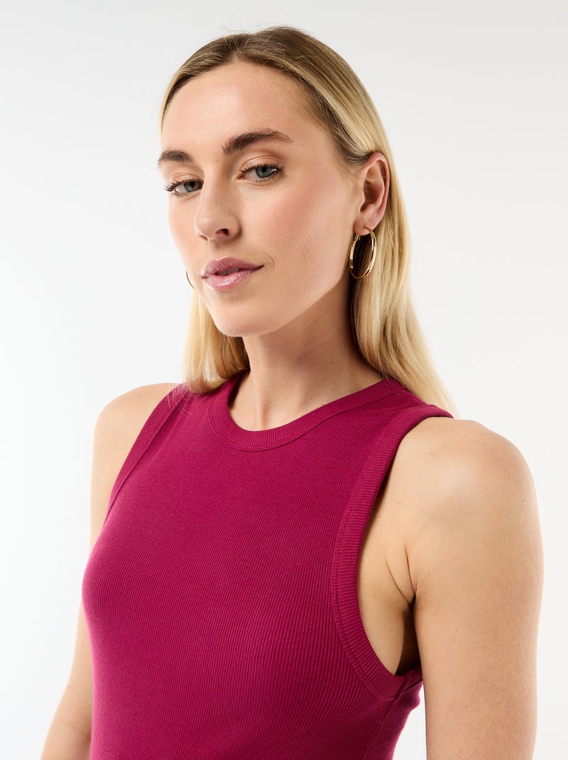 Geribde mouwloze midi-jurk Rood - Kiabi
