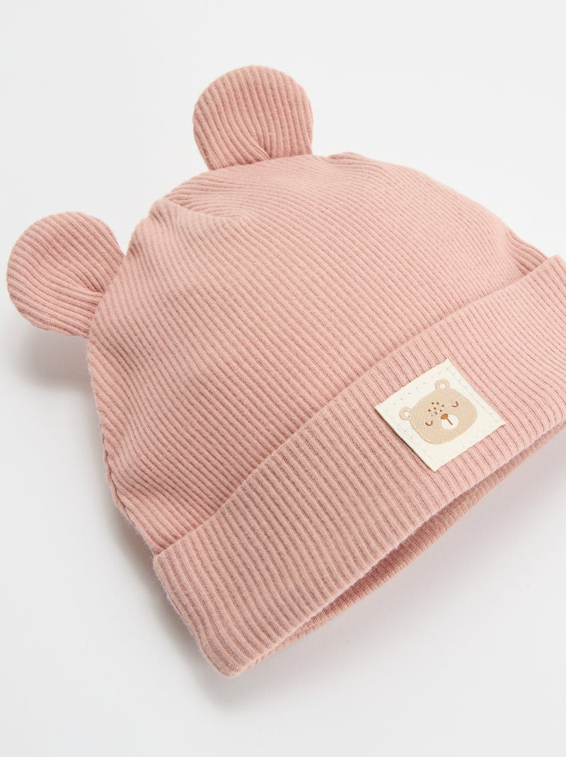 Geribde muts met oortjes Rose - Kiabi