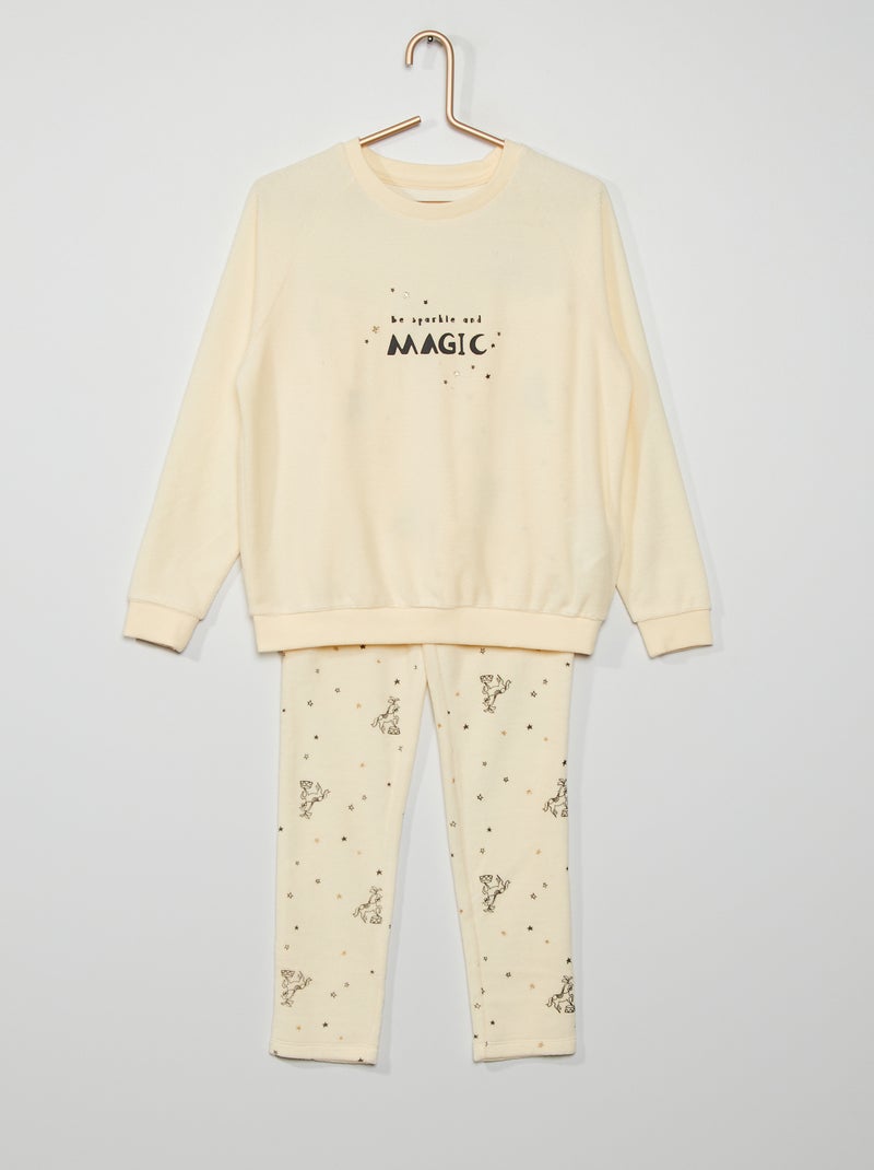 Geribde pyjama Beige - Kiabi