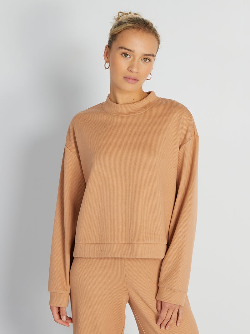 Geribde sweater BRUIN - Kiabi