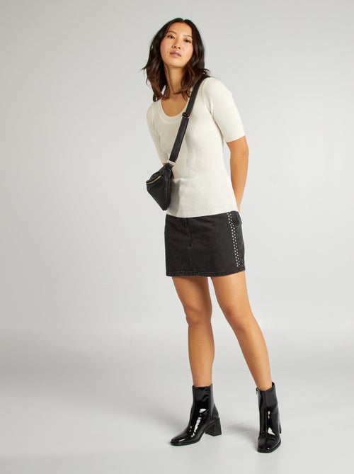 Geribde trui met korte mouwen - Kiabi