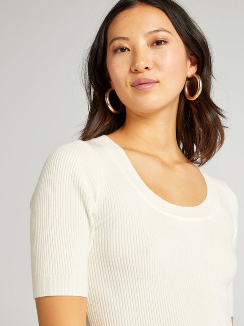 Geribde trui met korte mouwen - Kiabi