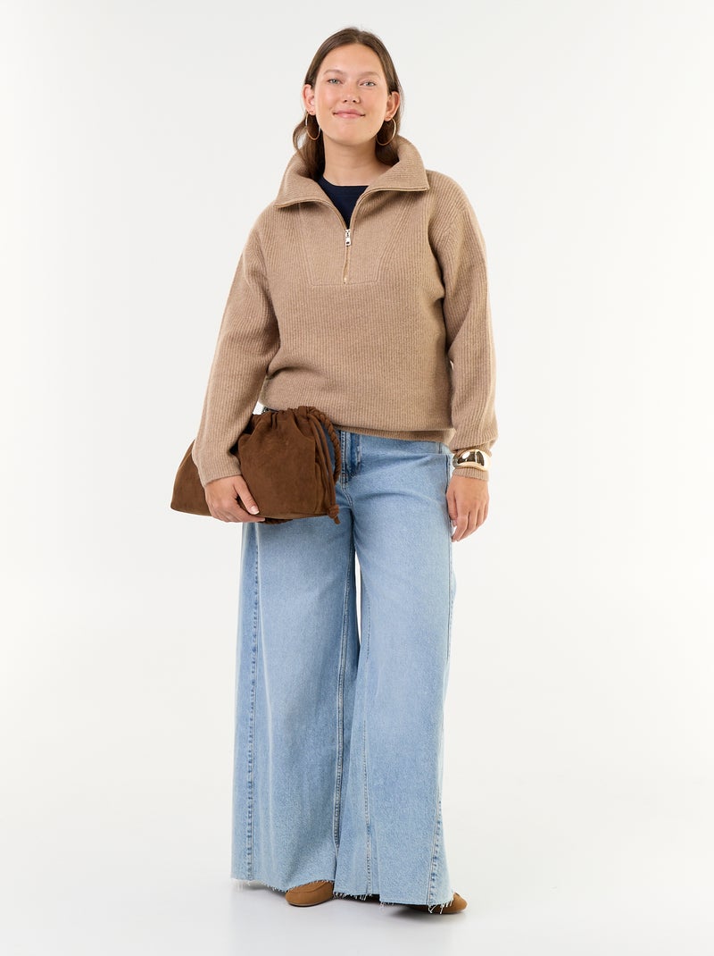 Geribde trui met rits en opstaande kraag Biege - Kiabi