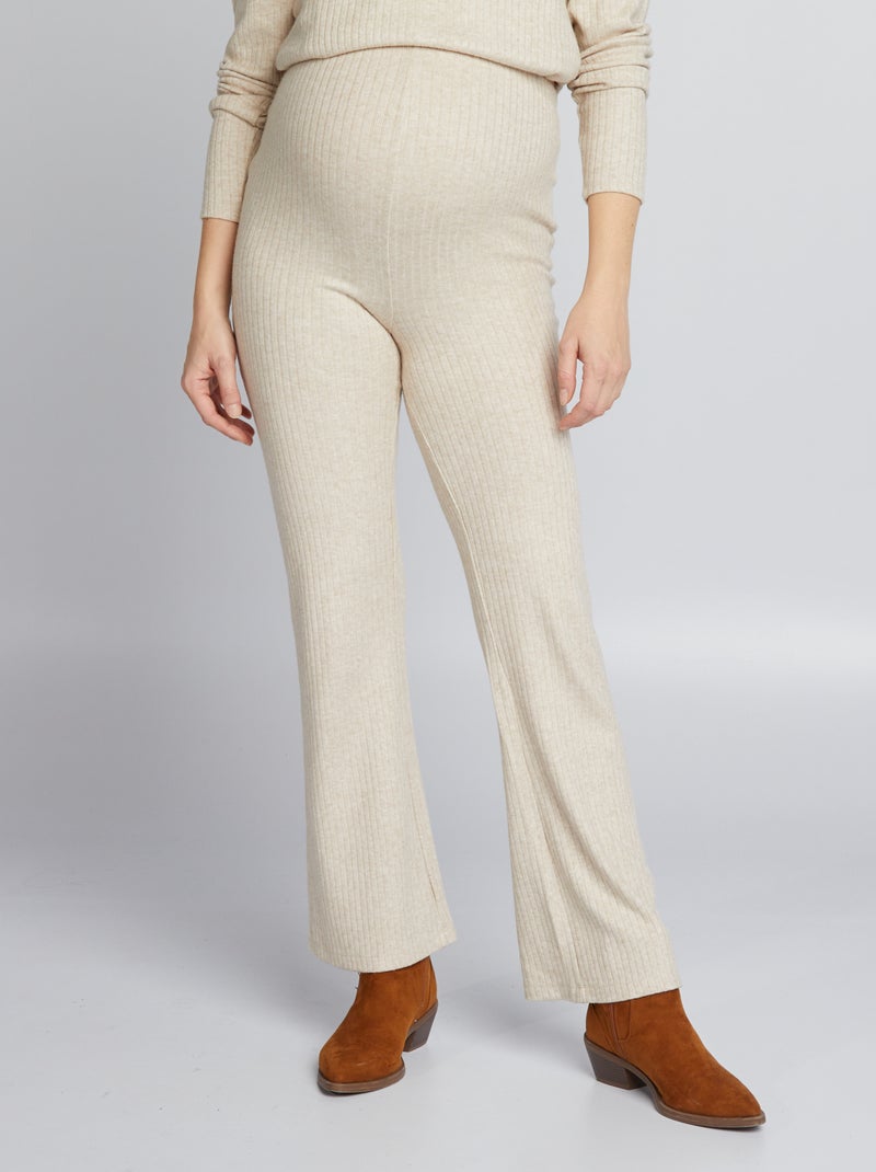 Geribde zwangerschapsbroek - bootcut/flare BIEGE - Kiabi