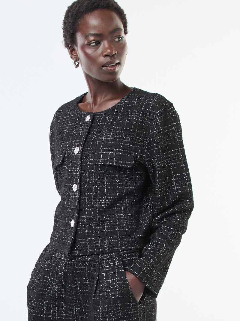 Geruit jasje met zakken met klepje | 'JDY' Zwart - Kiabi