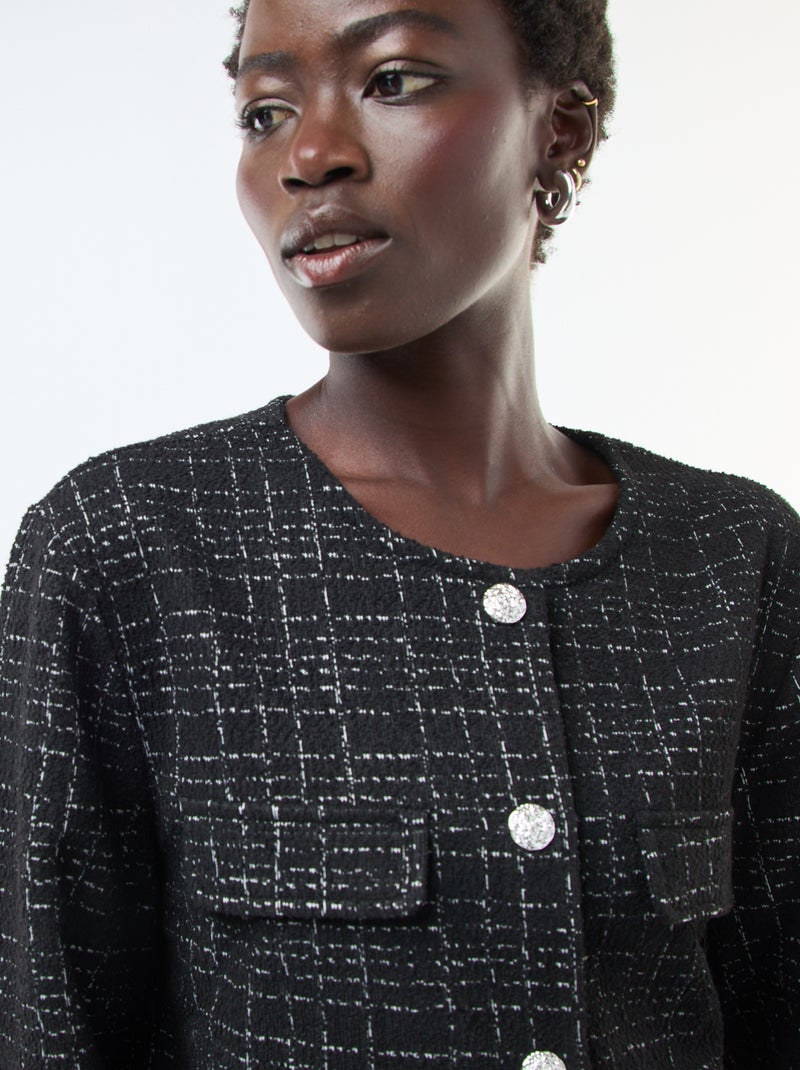 Geruit jasje met zakken met klepje | 'JDY' Zwart - Kiabi