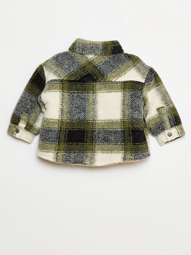 Geruit overhemd met woleffect Groen - Kiabi