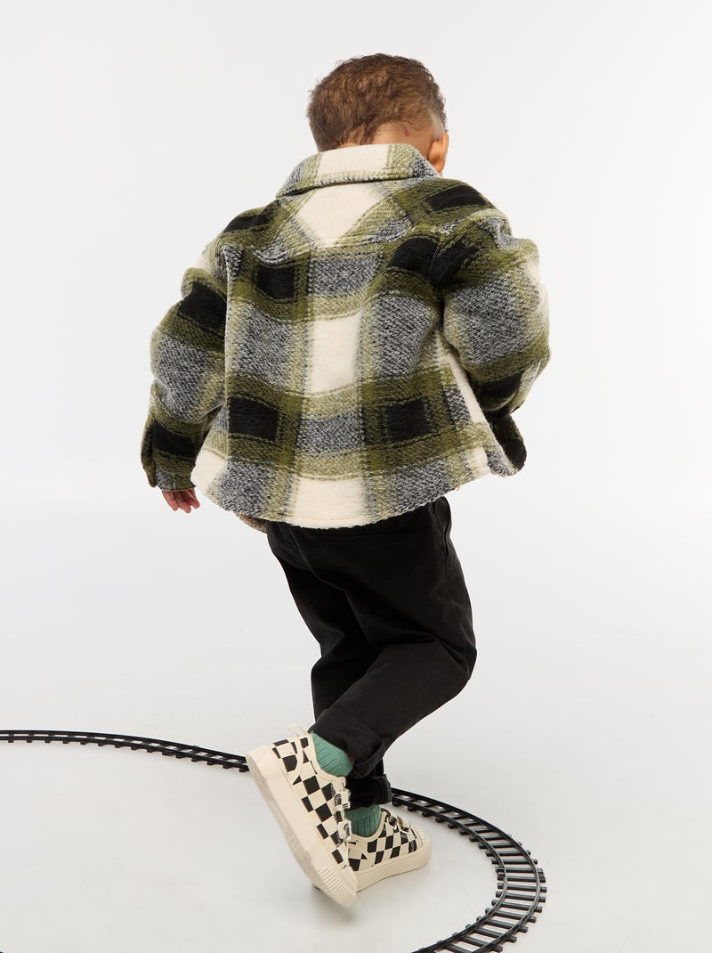 Geruit overhemd met woleffect Groen - Kiabi