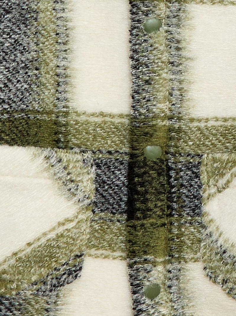 Geruit overhemd met woleffect Groen - Kiabi