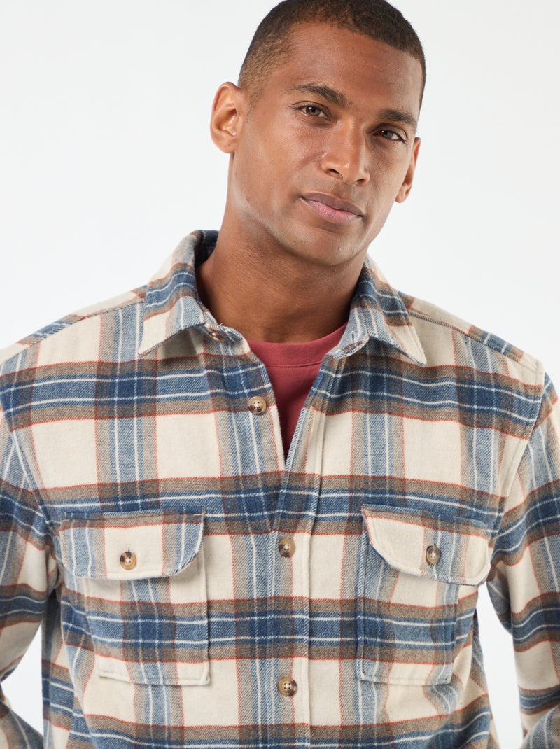 Geruit overshirt Biege - Kiabi